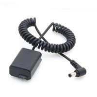 NP-FW50 imitacja baterii opakowanie łącznik z złącze męskie DC moc kabel spiralny dla Sony A6500 A6300 A6000 a7 a72 a7s a7r 3